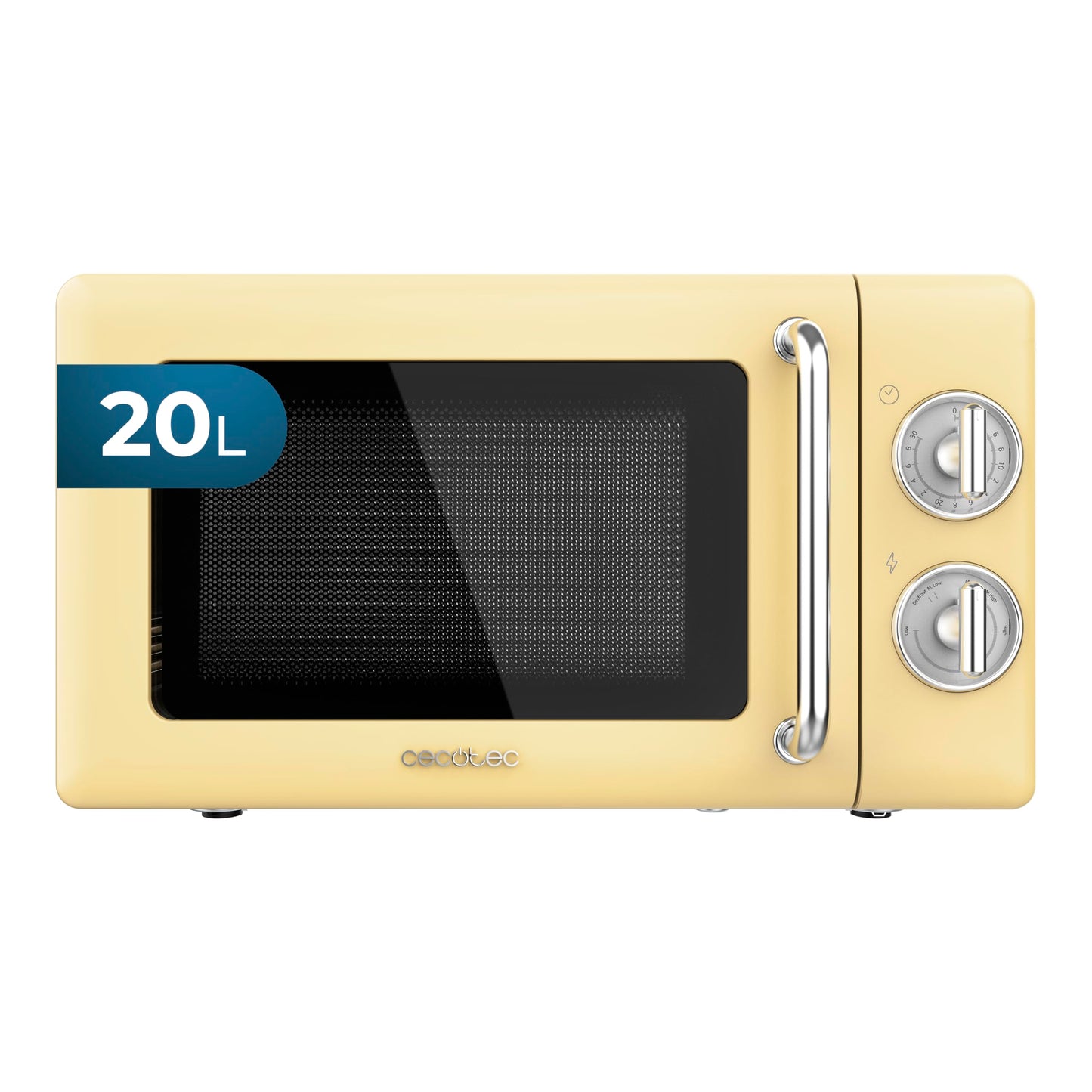 Cecotec Proclean 5110 20L Retro Beige 700W 5 Level Digital Microwave with Grill - 60 Minutes Timer - 8 Programmes and Defrost Mode - Vintage Beige
