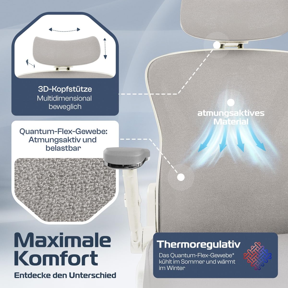 CLOUVOU BrightSeat Ergonomic Office Chair [Test Winner] Desk Chair 100% Individually Adjustable Office Chair & Gaming Chair Computer Chair Home Office Chair Ergonomic Swivel Chair 150 kg