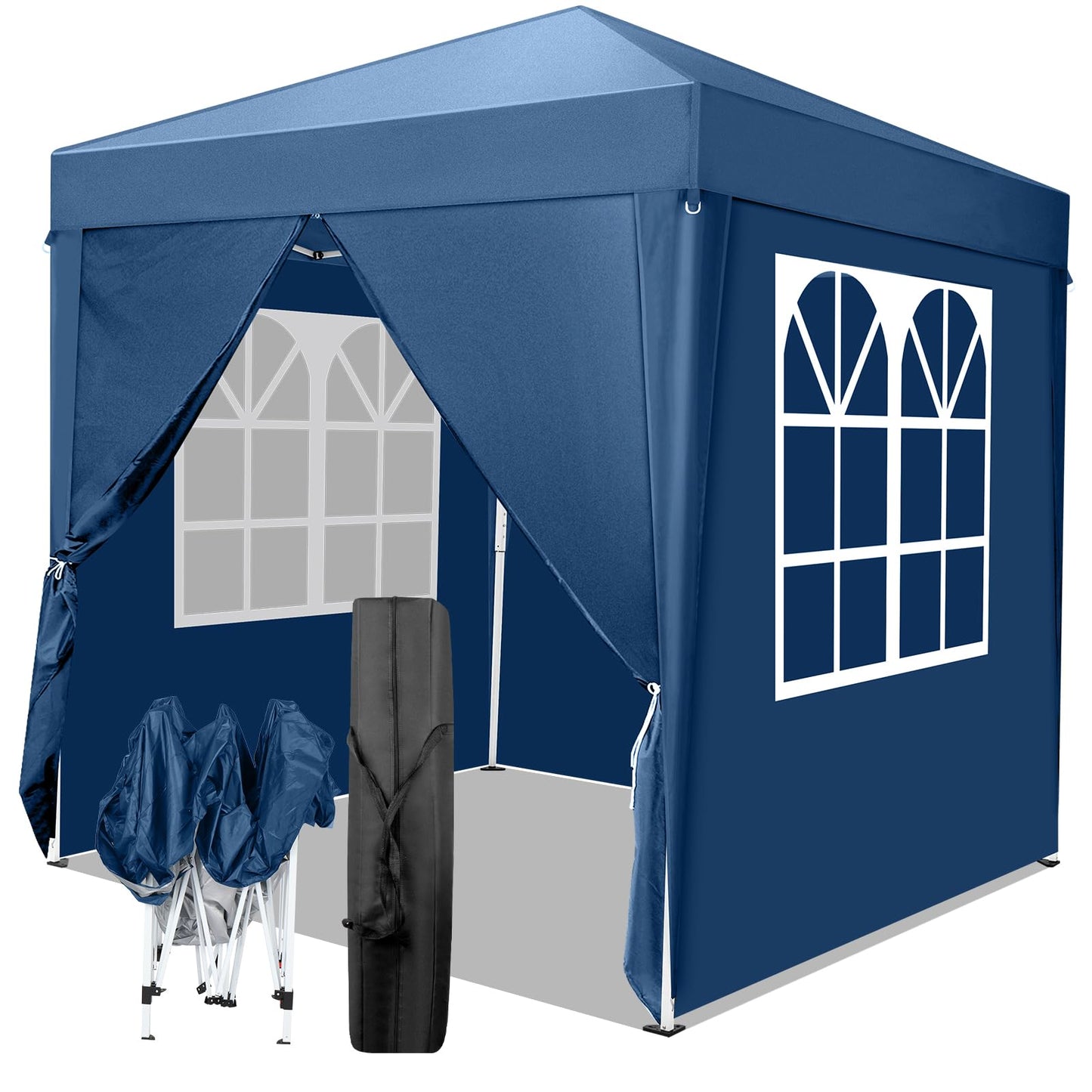 Gazebo 3 x 6 m, Folding Gazebo, Waterproof, Stable, Winterproof, UV Protection 50+, 420D Oxford, Foldable Height Adjustable, Party Tent, Garden Tent, for Garden, Camping, Outdoor, Black, 6
