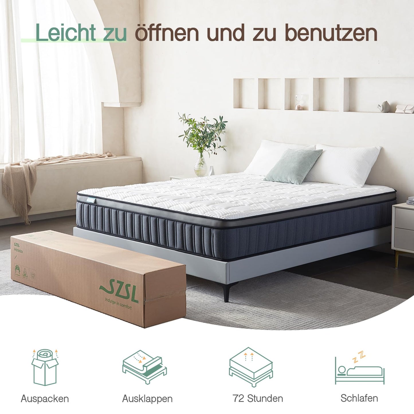 Mattress 140 x 200 x 26 cm 7-Zone H4 H3 Spring Mattress with Oeko-Tex Certified Orthopaedic Pocket Spring Mattress with Foam 100 Nights Trial Sleep