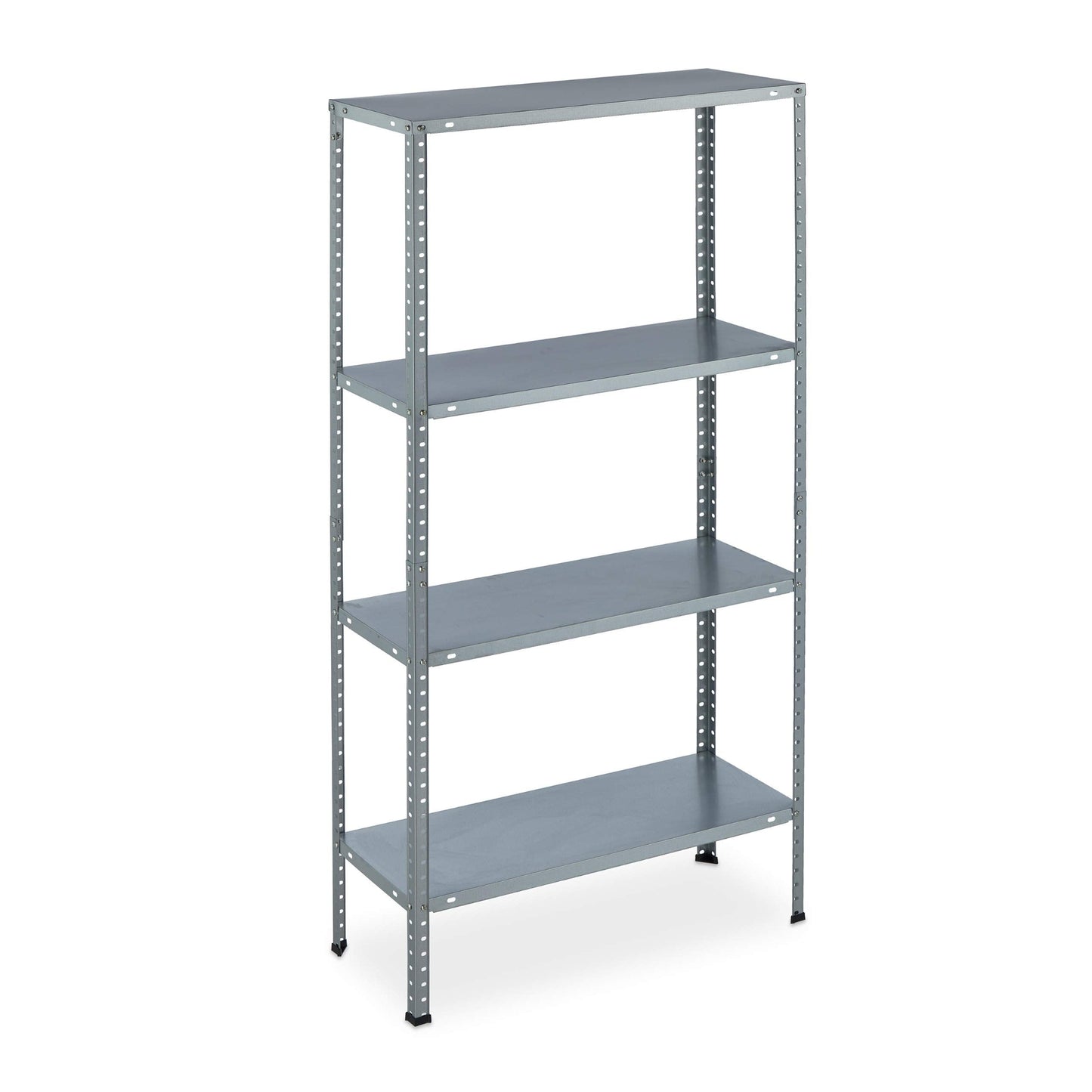 Relaxdays Galvanised Metal Shelving Unit H x W x D: 145 x 75.5 x 30 cm, 4 Shelves, up to 160 kg, for Screwing on, Steel, Storage Shelving Basement, Silver