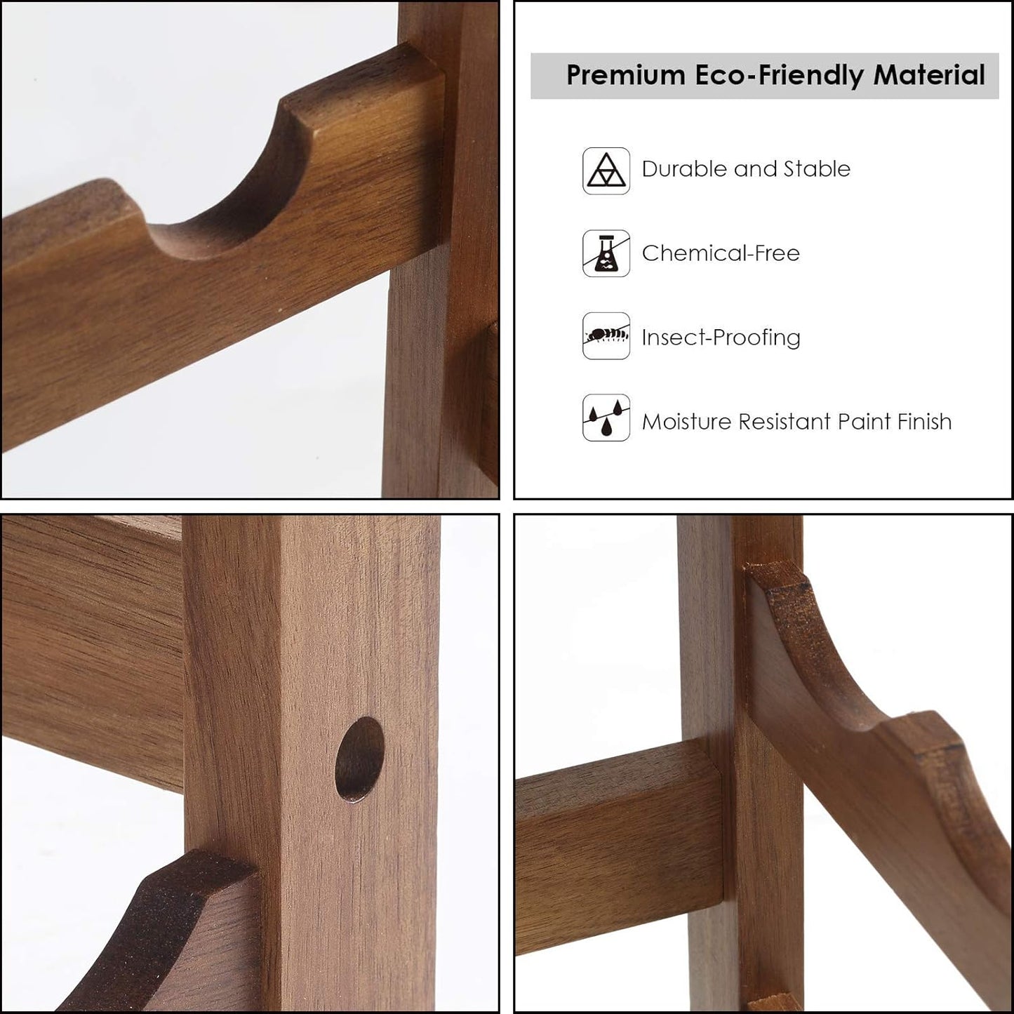 Acacia Wood Wine Rack for 28 Bottles Sturdy Lightweight Bottle Rack for Cellars, Catering and Storage Rooms, Modular Expandable Bottle and Wine Storage