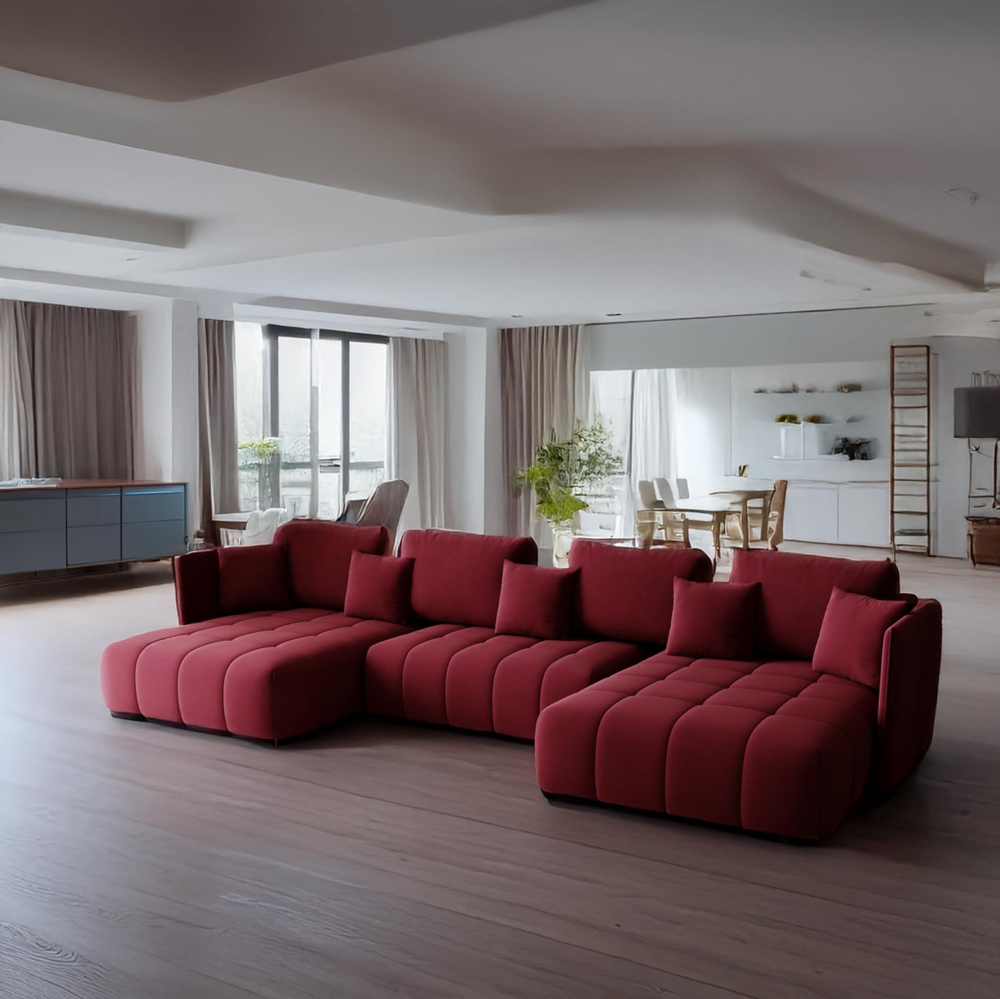U-Shape Corner Sofa Gona U with Sleep Function - Large Sofa Bed 346 × 188 cm - Sofa with Bed Box - T30 Foam - Automatic Folding Function, Easily Extendable - Monolith 97 (Graphite)