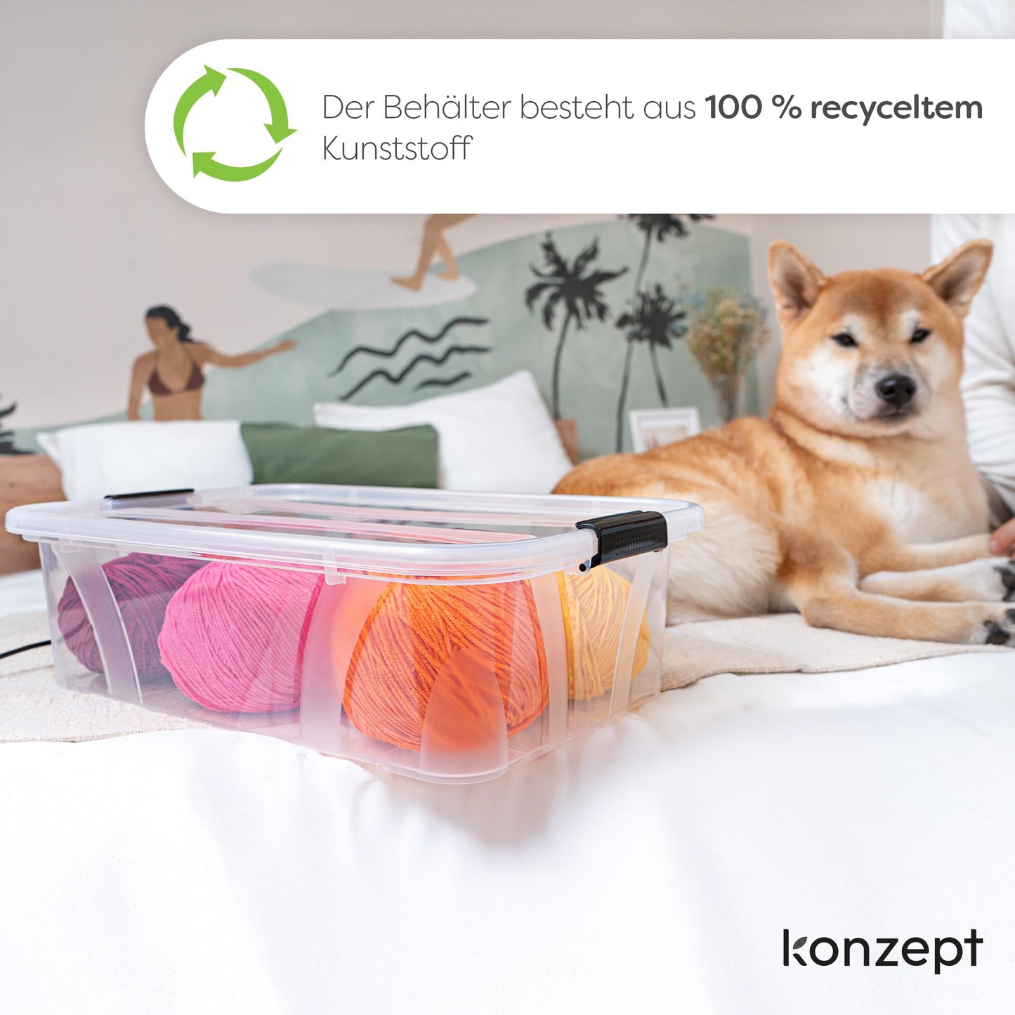 KONZEPT Storage Box with Lid 32L BPA Free Heavy Duty Locking Clips