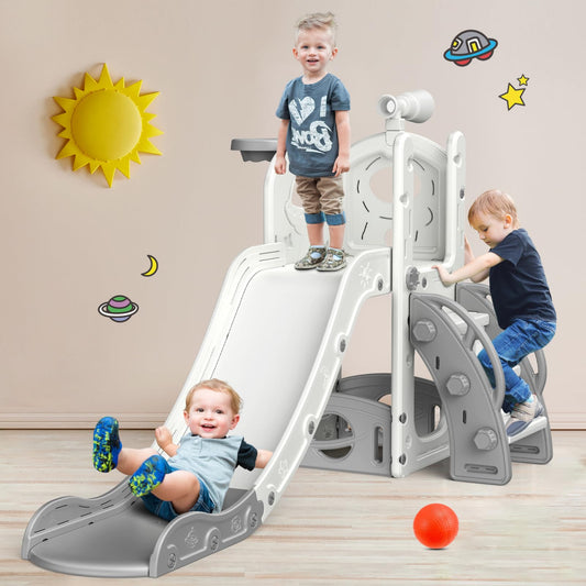 Kinder Rutsche, große Kleinkind Rutsche mit Basketballkorb, Rutsches für Kleinkinder Alter 1-3 Kleinkind Kletterer Rutsches Spielset mit Stauraum, Indoor Outdoor Spielzeug für Kleinkinder 1-3 Jahre
