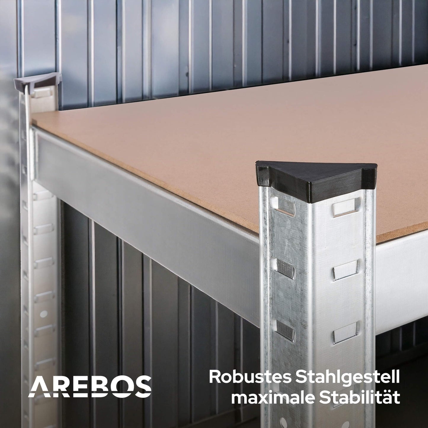 Arebos Heavy Duty Shelves in Various Sizes, Max. 875 kg Load Capacity, Easy Installation Thanks to Plug-in System