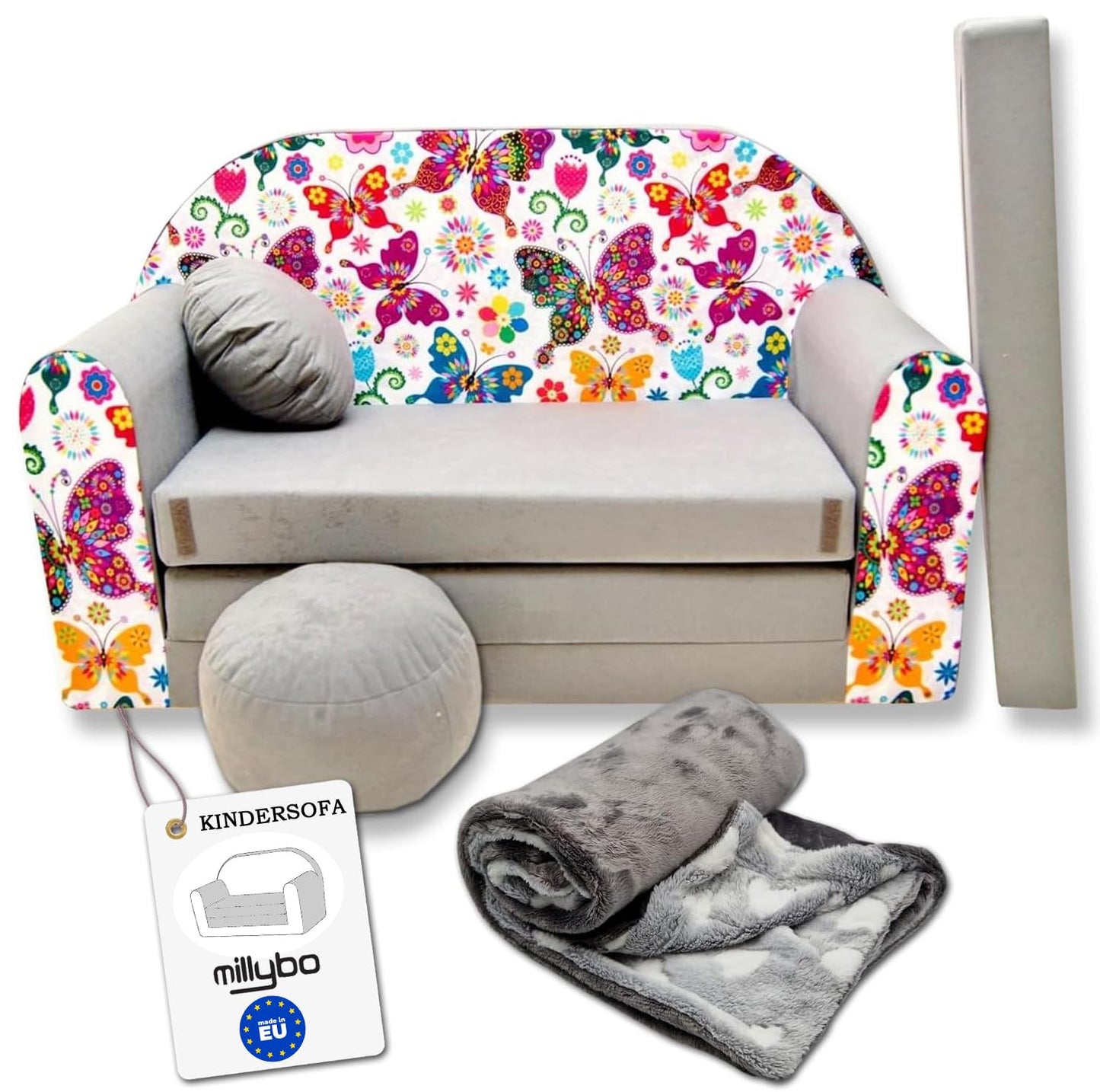 Children's Sofa with Sleep Function Foldable 3-in-1 Children's Sofa Play Sofa with Bed Function Girls Boys Bean Bag Mini Sofa Bed Children's Room Sleeping Chair (A39)