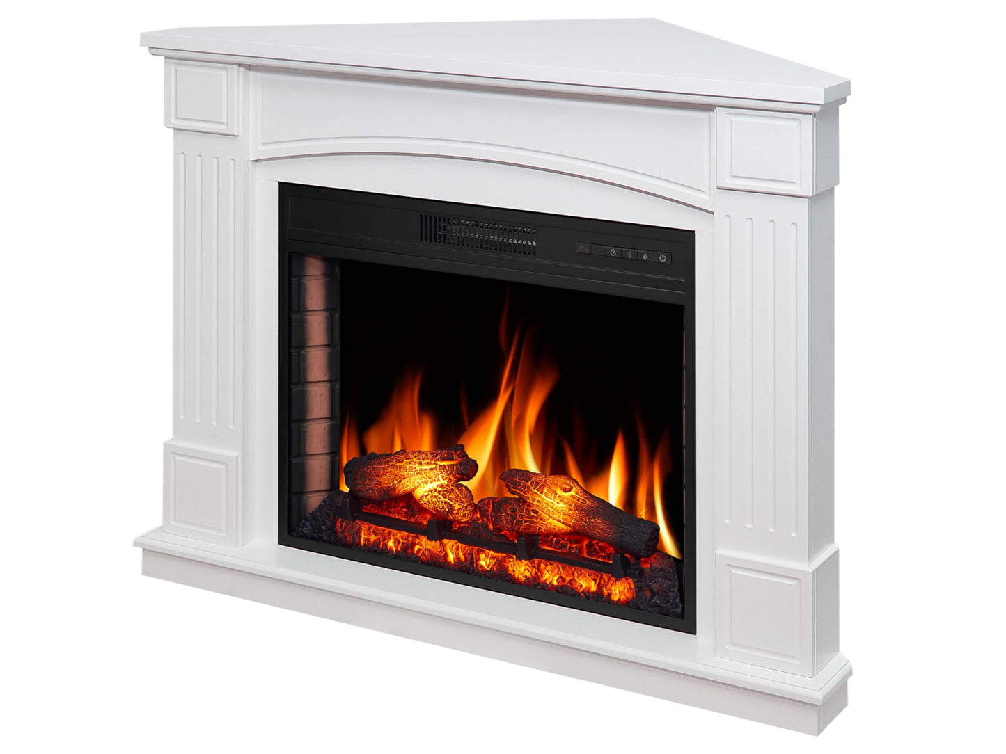 Boston AF28S LED CONYAK Electric Standing Fireplace with Heater, 12 Heat Settings, Timer, Real Flame Effect, 3 Brightness Levels, Remote Control, Brown