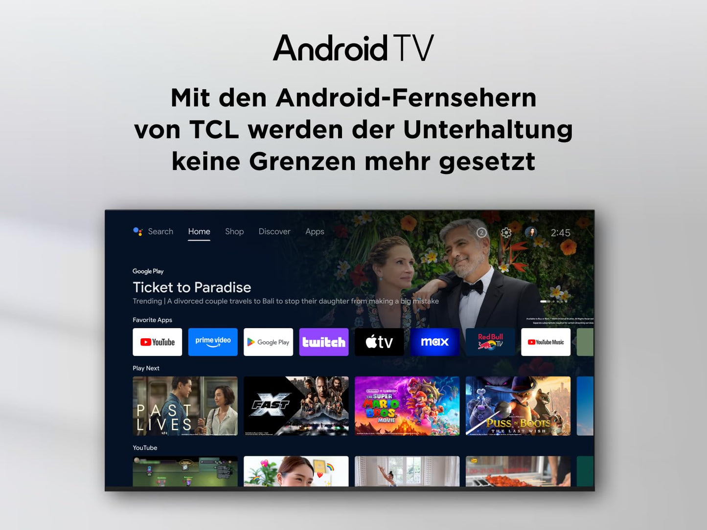 TCL 43V6C 43 Inch 4K UHD Smart TV - HDR10+, HVA Panel, Dolby Vision, Google TV, HDMI 2.1, DVB-T2/C/S2, Bluetooth 5.2, Voice Control with Alexa & Google Assistant