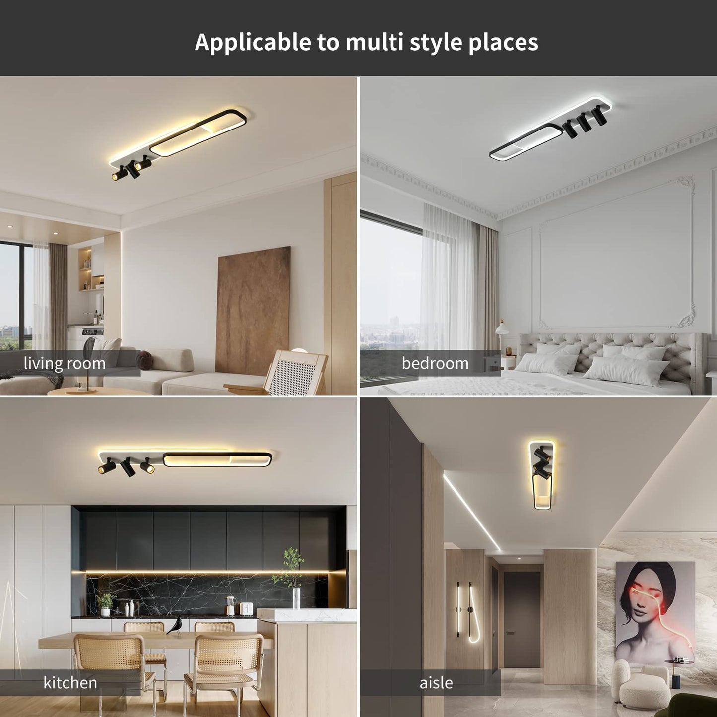 Oninio Modern LED Ceiling Light Dimmable Ceiling Light with Remote Control 70 cm Ceiling Light for Living Room, Kitchen, Dining Room, Bedroom, 40 W (Gold)