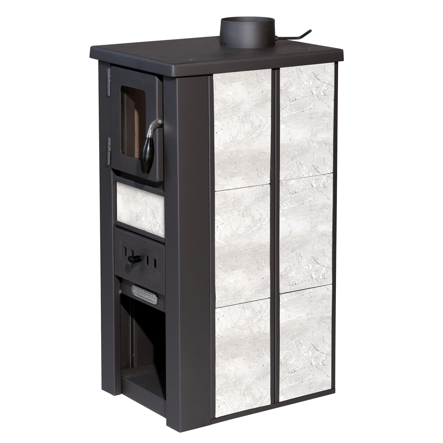 ProTermo Lava Ceramic Wood Stove - 6.5 kW Heating Output - 35 x 44 x 78 cm Wood Stove with Fireclay Blocks [Energy Efficiency Class A] with Viewing Window Wood Fireplace