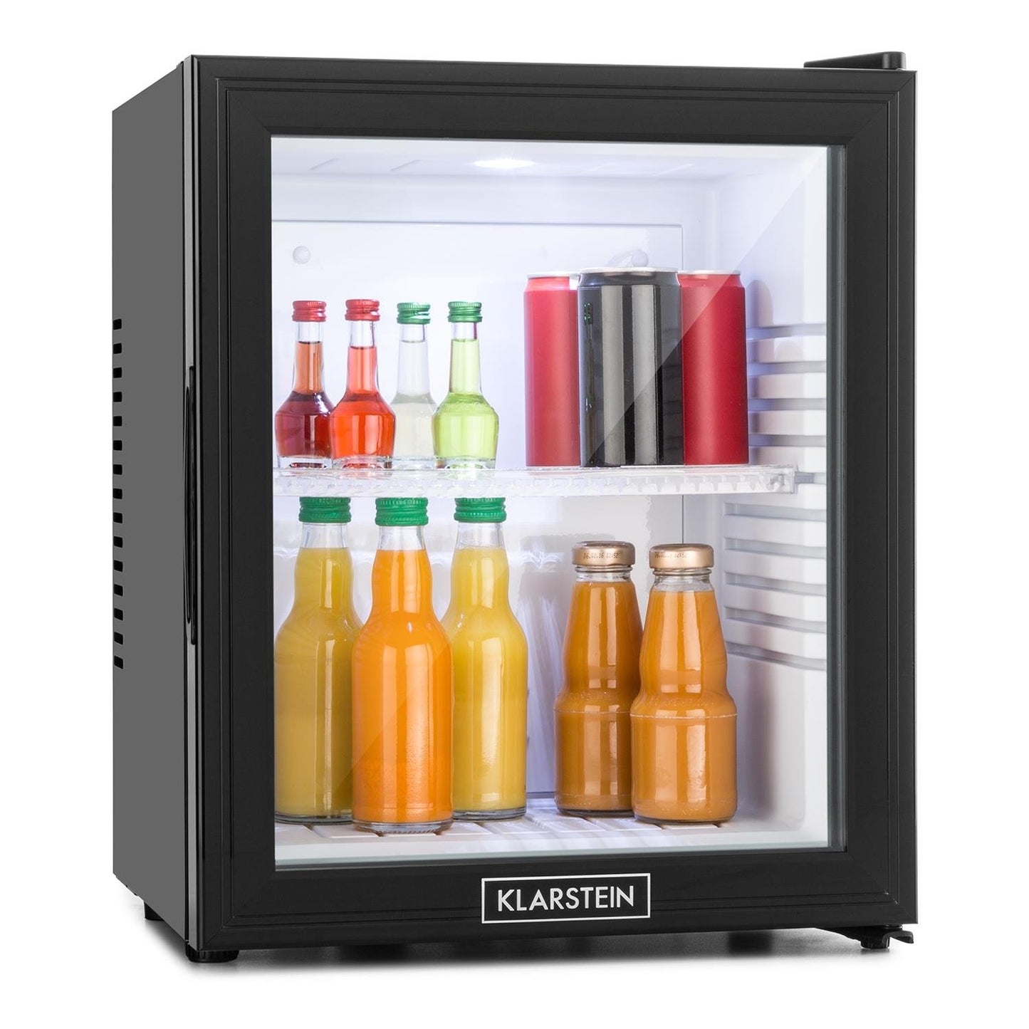 Klarstein Kühlschrank, Mini Kühlschrank mit Glastüre, Mini-Kühlschrank für Getränke, Snacks & Kosmetik, Kühlschrank Klein & Leise, Verstellbare Ablagen, Kleiner Skincare Kühlschrank 12-18°C, 23L