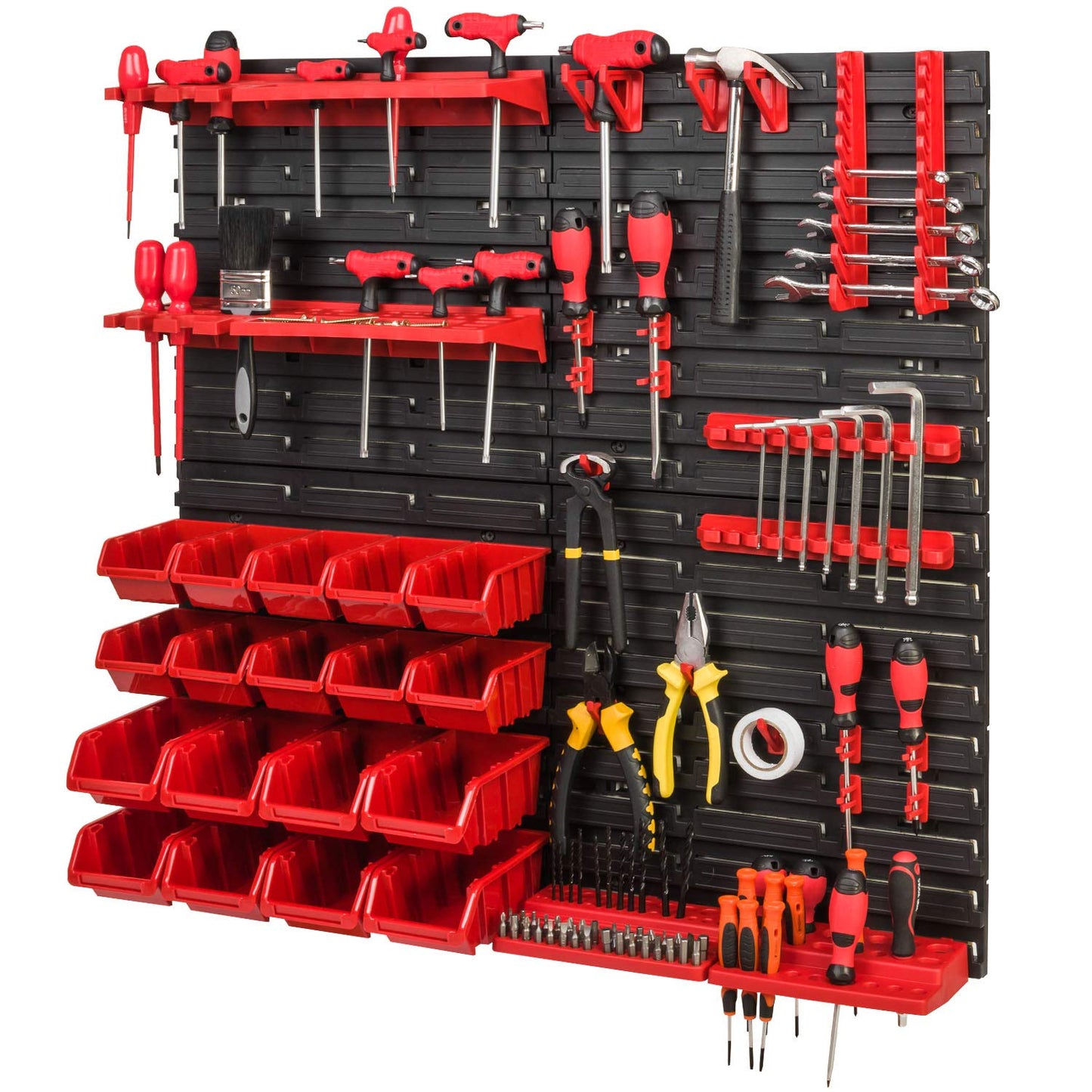 PAFEN Storage System Tool Wall 772 x 780 - Set Tool Holder and Stacking Boxes - Wall Shelf Workshop Shelf Chute Rack