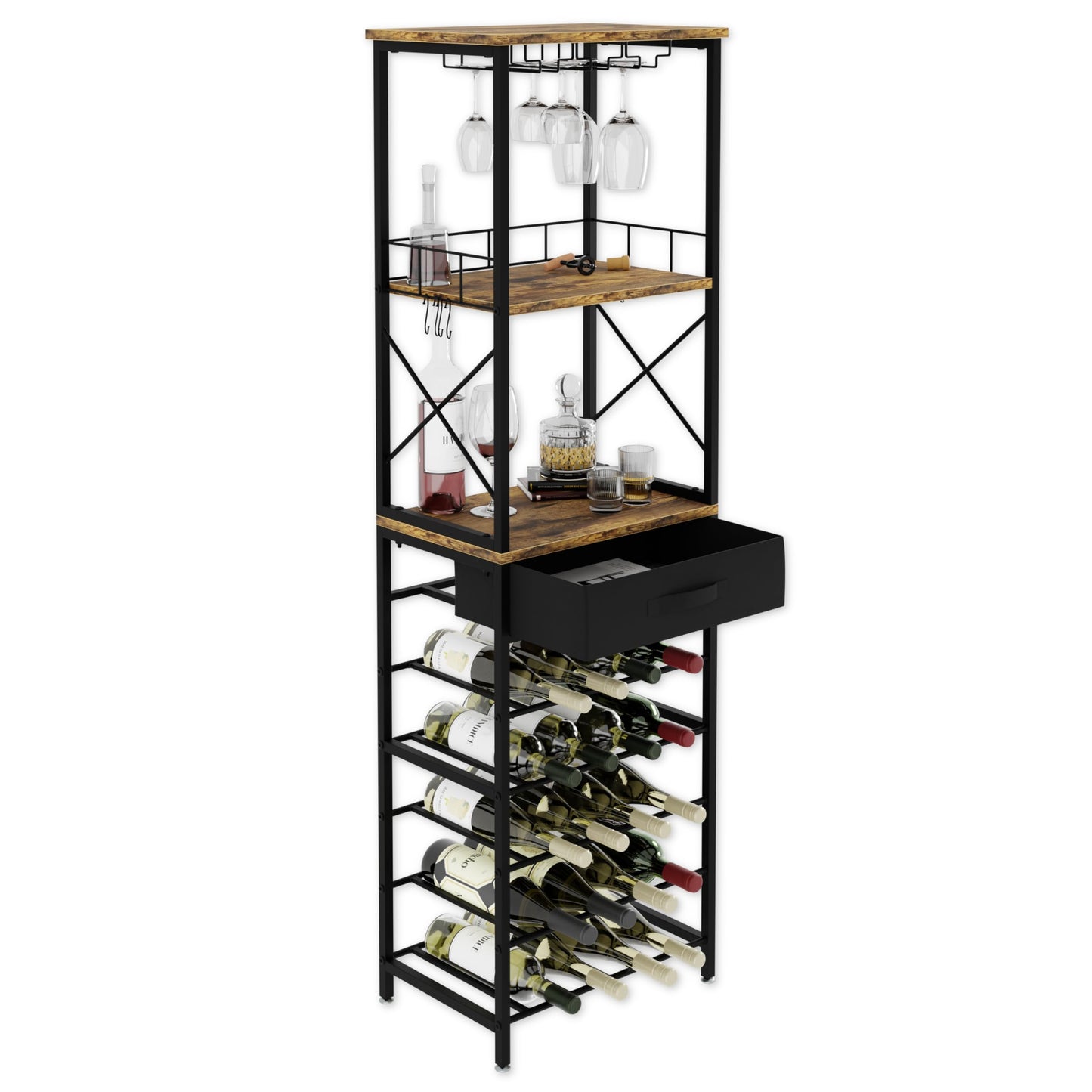 Lenmar, Metal Wine Rack for Bottles, 7-30 Bottles, Wine, Bottle Rack, Cellar Rack, Shelves, Bottle Holder, Robust Wine Storage (LOFT 2-30)