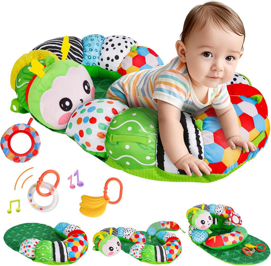 Generisch SAIMAND Baby Toy 0-6 Months, 3-in-1 Removable Caterpillar Play Pillow for Tummy Time Toys, Abdominal Position, Sitting & Support with Rattle, Teething Ring and Mirror, Ideal Baby Gift 0-3-6
