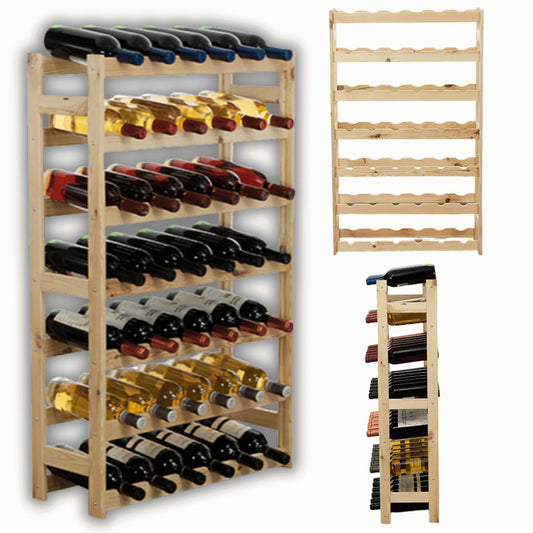 Untreated Wooden Wine Rack, 63.0 x 25.0 x 102.0 cm