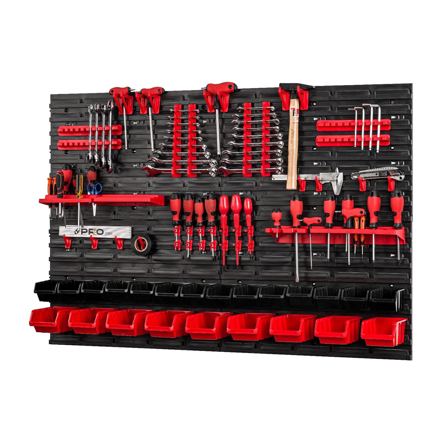 PAFEN Tool Wall with Stacking Boxes - 1152 x 780 mm - Storage System Wall Shelf for Garage Workshop Tool Holders with Perforated Wall Storage Rack Shed Rack Garage Organiser System Set 57 Pieces