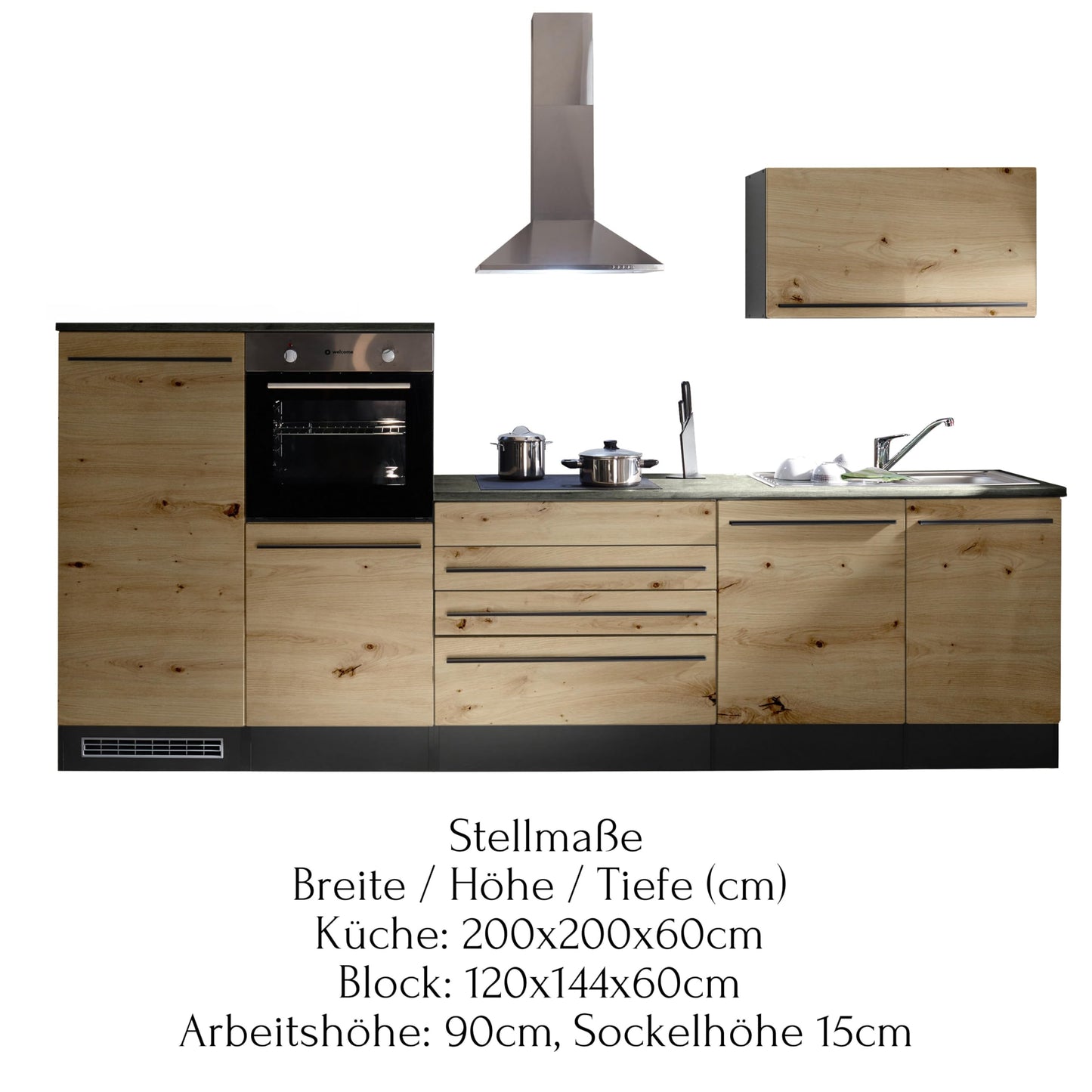 Jazz 84-129-18 Kitchen Unit without Appliances Approx. 320 x 200 x 60 cm Black