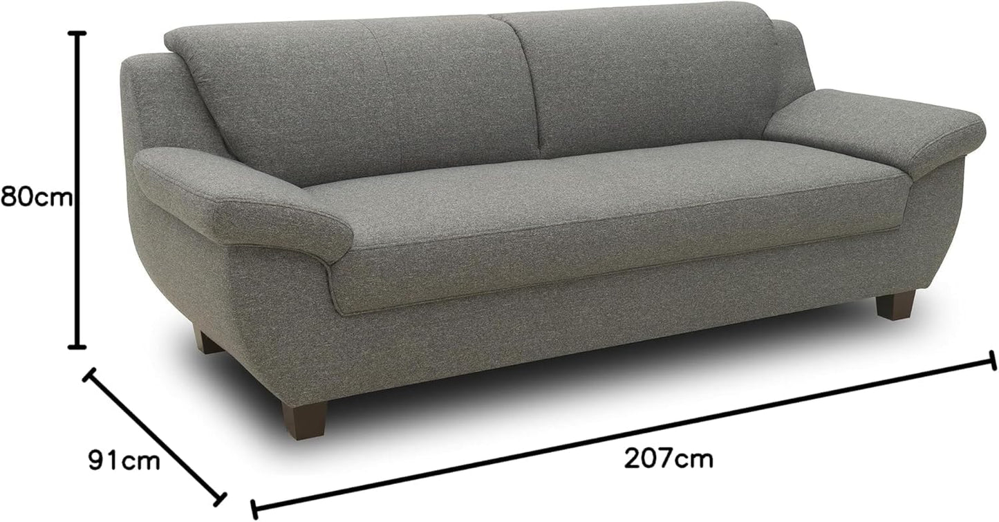 DOMO. collection Panama 3-Seater Sofa 3-Seater Couch Set 3-2-1 Anthracite 207 cm