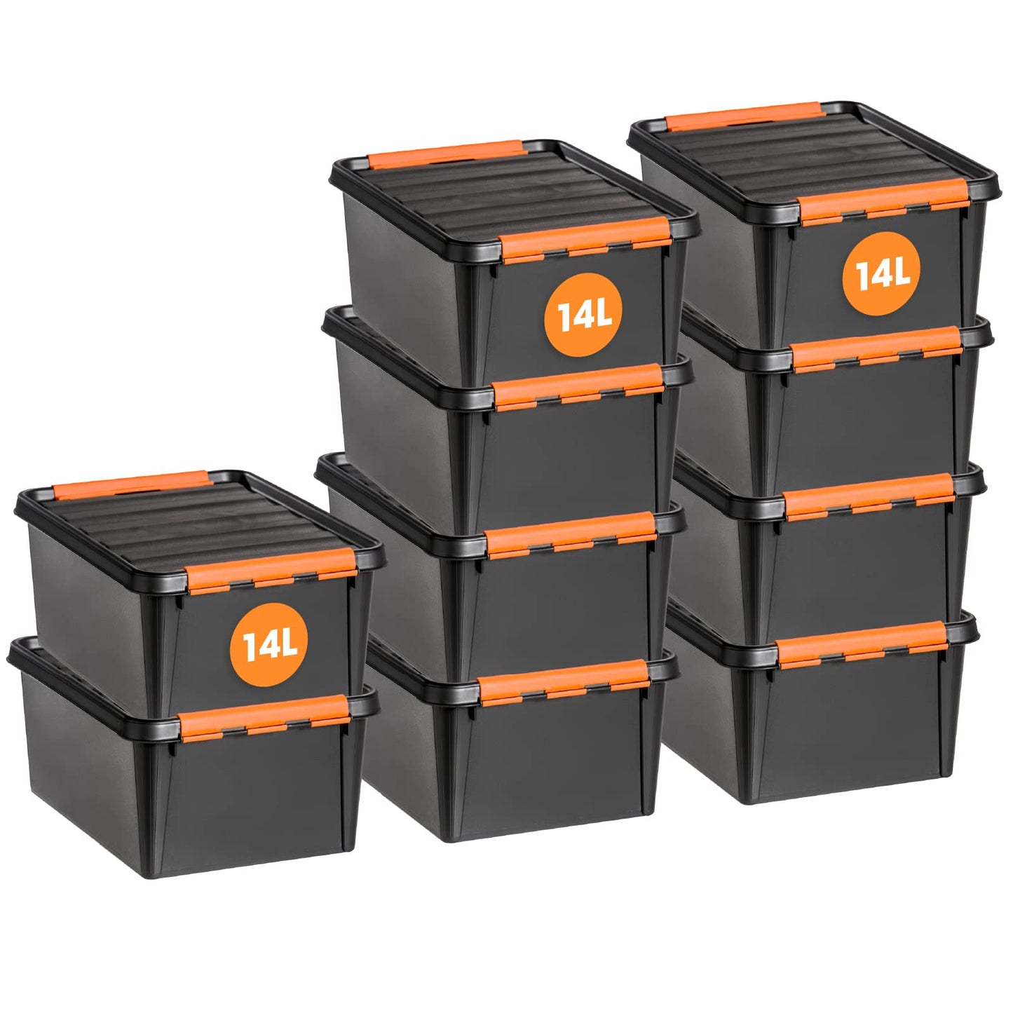 SmartStore Large Storage Boxes with Lids - Set of 4 for Tool Storage - Sturdy 49L Storage Box - Nesting on Top of Each Other - BPA Free - 59 x 39 x 34 cm - Black