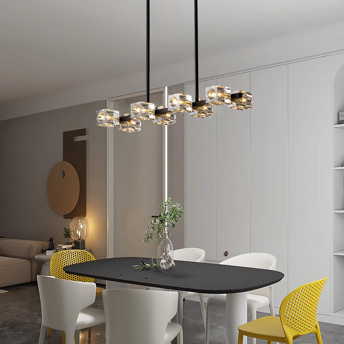Modern Kistall Semi-Flush Ceiling Light Living Room, 8 Lights, Gold Crystal Chandelier, Semi-Flush Crystal Chandelier, Luxury Ceiling Light for Bedroom, Dining Room