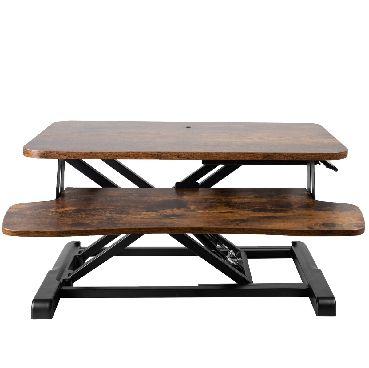 VIVO 81 cm Schreibtischaufsatz, K-Serie, höhenverstellbarer Steh-Sitz-Aufsatz, Dual-Monitor- und Laptop-Arbeitsplatz mit breiter Tastaturablage, Schwarz, DESK-V000K
