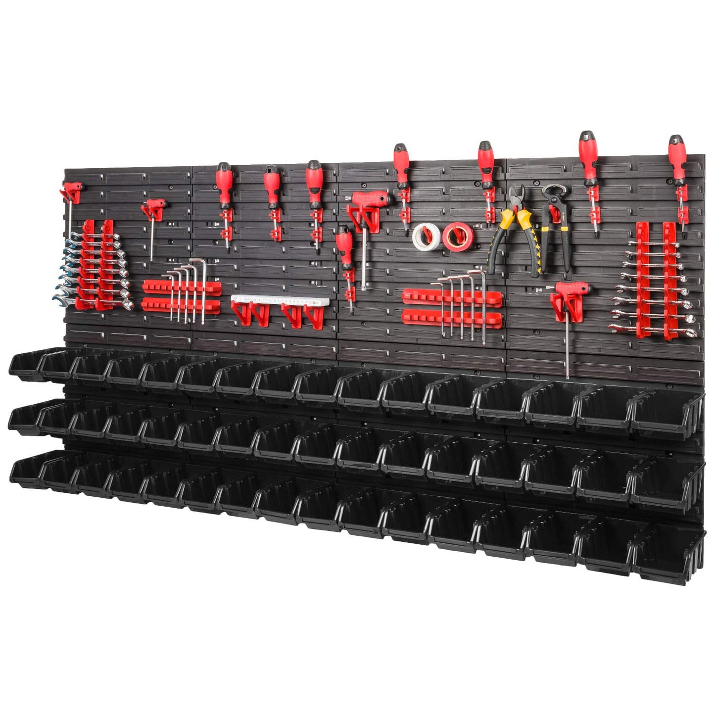 Storage System, 780 x 1152 mm, Stacking Boxes, Wall Shelf, 20 Holders, Storage Boxes, 44 Boxes, 5 Compartments