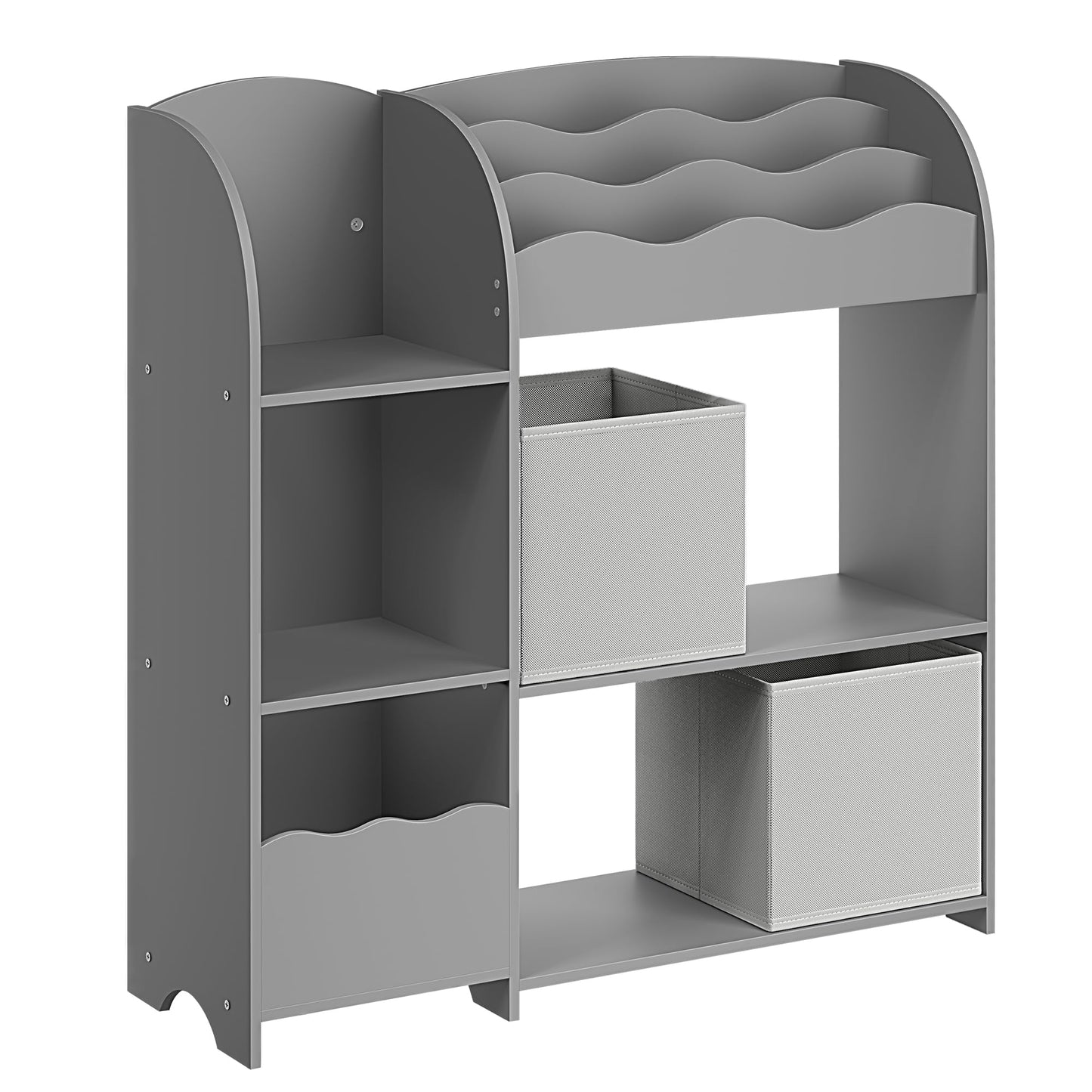 Songmics Children's Room Shelf, Toy Organiser, Bookcase for Children, Multifunctional Shelf with 2 Storage Boxes, Outer Space Stickers for Kids Bedroom, White GKR42WT