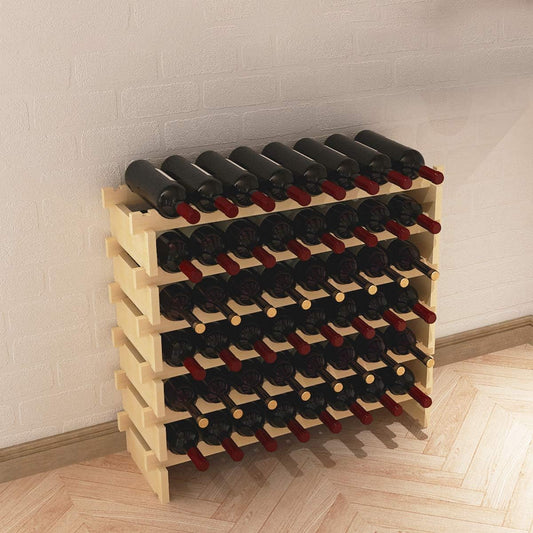DlandHome Weinregal für 48 Flaschen 90 x 30 x 81 cm Flaschen Modular Halterung für Flaschen, aus massivem Kiefernholz