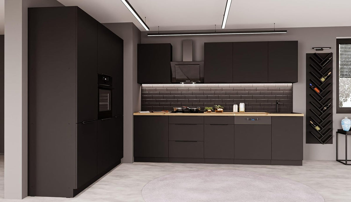 Siena Kitchen Unit 280 + 180 cm Fitted Kitchen Unit Matt Black