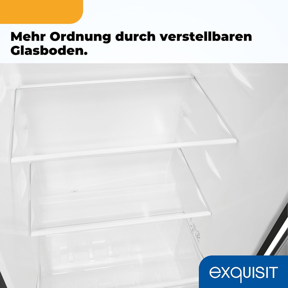 Exquisit KGC5270-45-040D Fridge-Freezer, 206 Litres, 4-Star Freezer, 4 Glass Shelves, Interchangeable Door Hinge, LED Lighting, Inoxlook