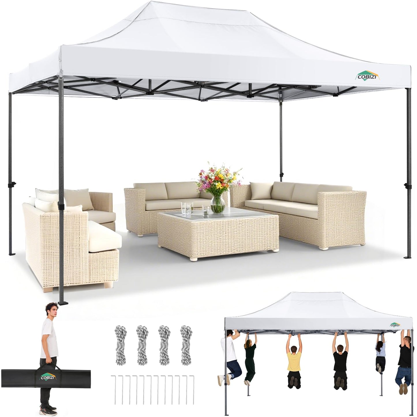 Tooluck Folding Gazebo, 3 x 4.5 m, Waterproof, Stable, Outdoor, Garden Party Tent, UV Protection 50+, with 4 Side Panels, Grey