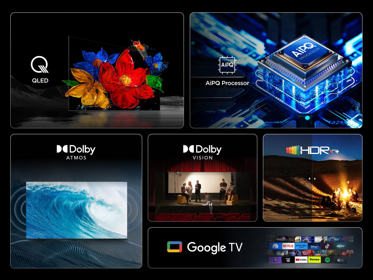 TCL 43T69C 43 Zoll QLED, Direct LED TV, 4K HDR TV, Smart Google TV (Dolby Vision & Atmos, Game Master, Motion Clarity, Kompatibel mit Google Assistant & Alexa)
