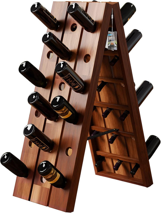 Casaria® Weinregal 36 Flaschen 87x 55x 39cm Akazien Holz Stehend Klappbar Keller Küche Wohnzimmer Bar Weinständer Weinhalter Flaschenregal Regal Rustikal