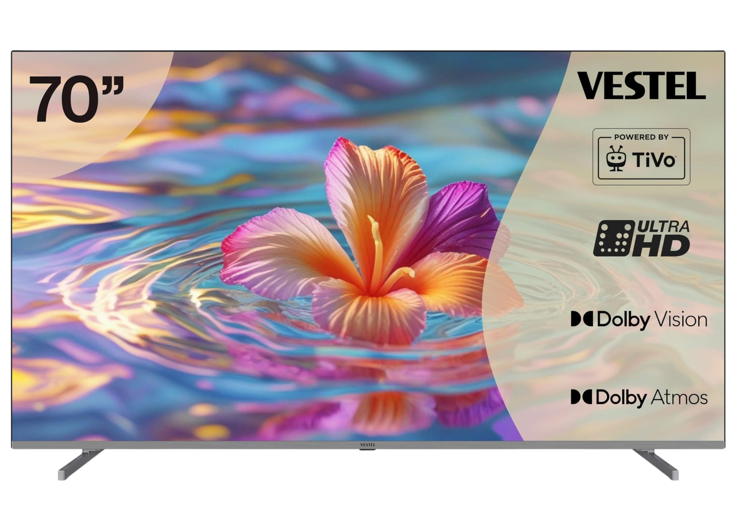 Vestel Fernseher 50 Zoll Smart TV Powered by TiVo, 4K UHD Fernseher mit Dolby Vision HDR, Dolby Atmos und integriertem Triple-Tuner, LED TV 50UT9740 schwarz
