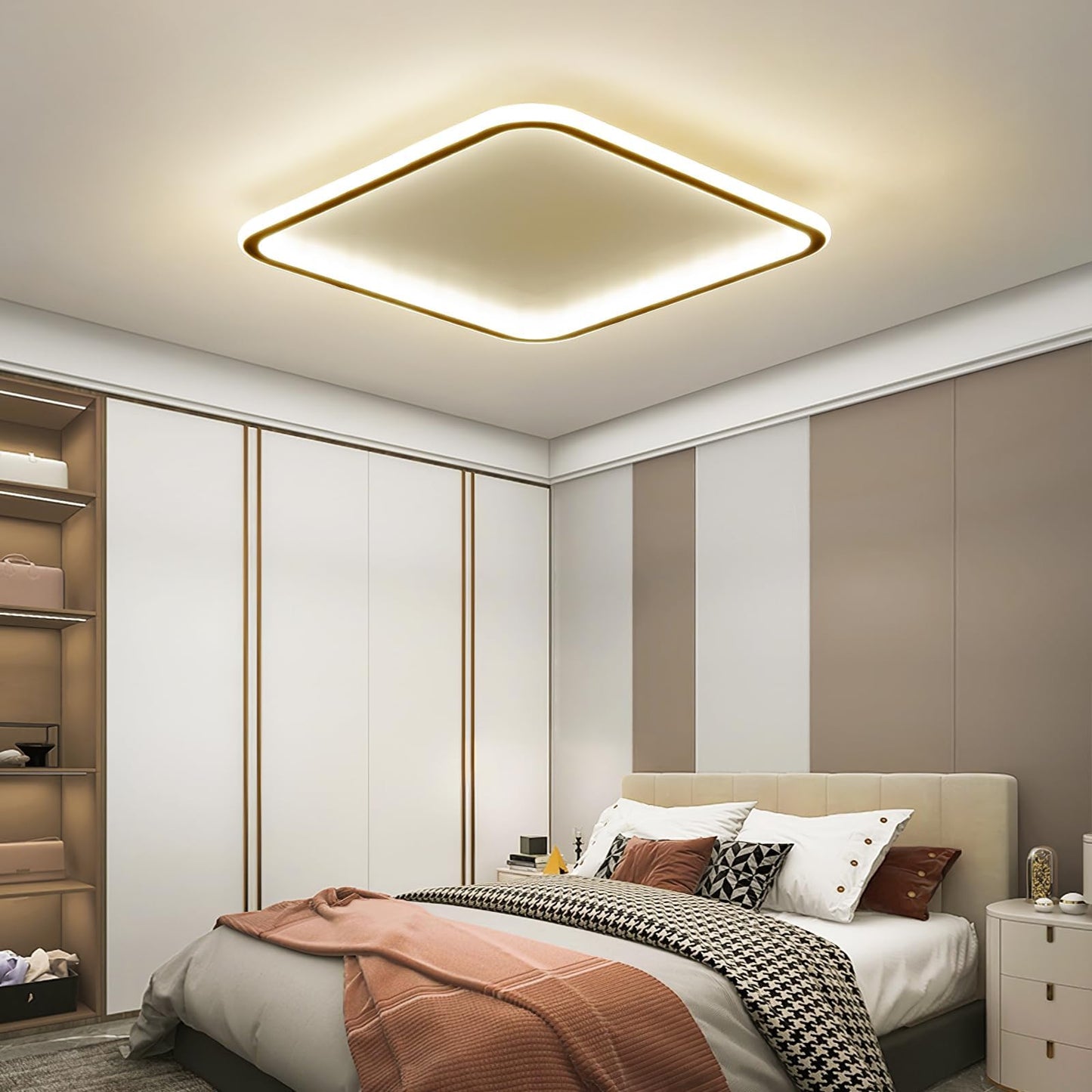 Mikeru 3000K Ceiling Light, 40 cm LED Round Ceiling Lighting, Warm White Ceiling Light, Flush Mount Bathroom Ceiling Lights Without Remote Control for Living Room, Hallway, Bedroom