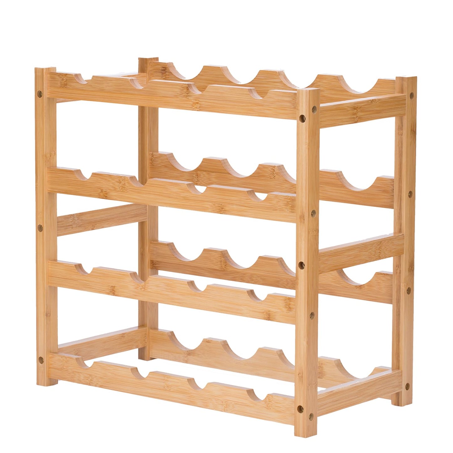 Wine Rack, Small Bottle Rack Storage Holder, Natural Bamboo Bottle Holder, Wine Bottle Shelf for Kitchen, Countertop, Cellar, Bar, Cabinet (2 Tiers, 8 Bottles)