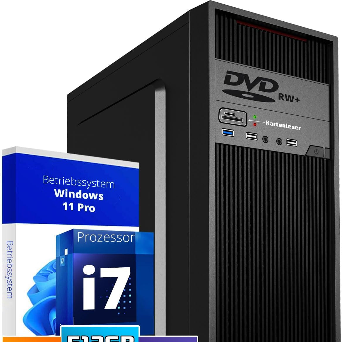 GMR Ultra Max i7 Office PC - Business Office Computer | 16 GB RAM | 512GB SSD | DVD±RW | USB 3 | Windows 11 Pro | WiFi Bluetooth