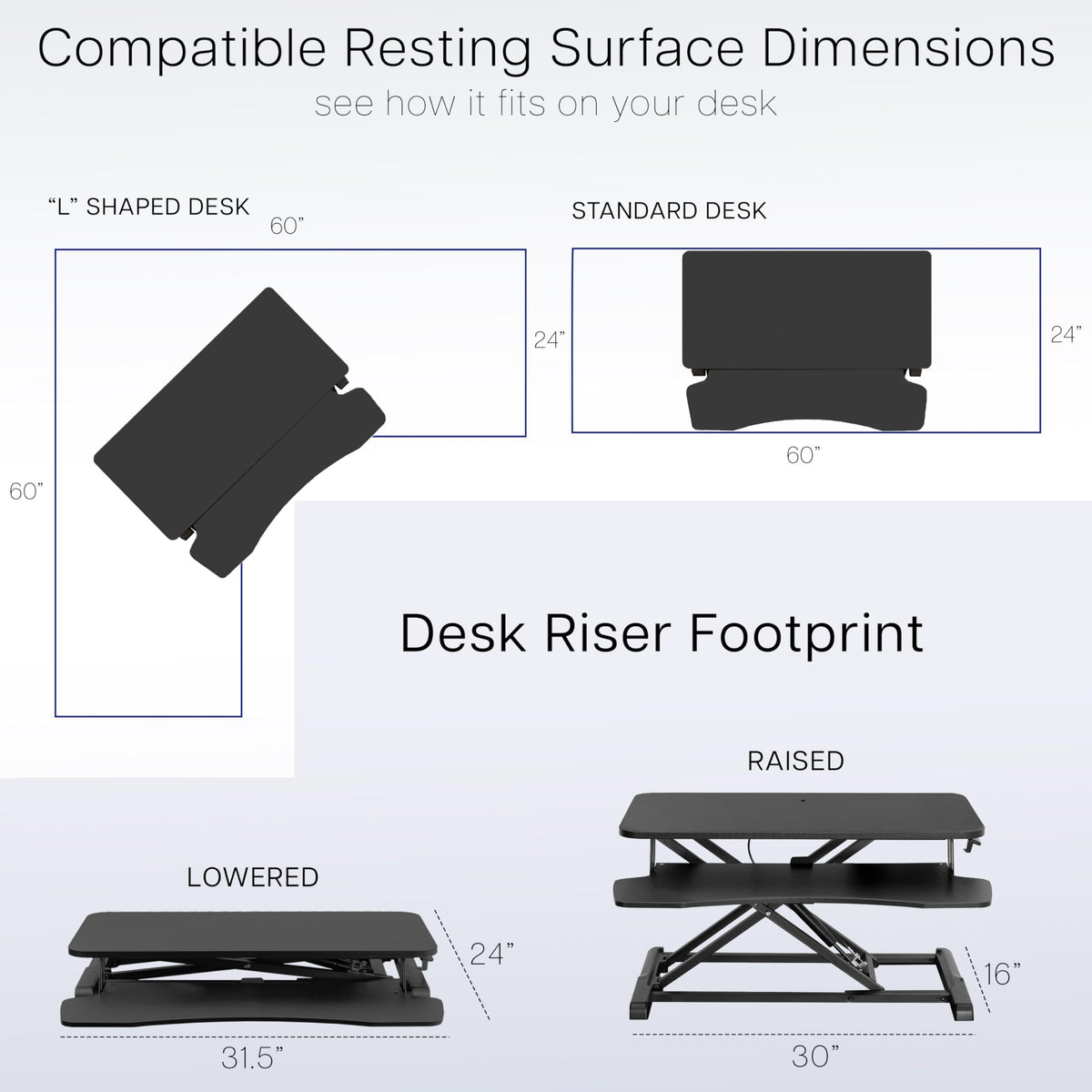 VIVO 81 cm Schreibtischaufsatz, K-Serie, höhenverstellbarer Steh-Sitz-Aufsatz, Dual-Monitor- und Laptop-Arbeitsplatz mit breiter Tastaturablage, Schwarz, DESK-V000K
