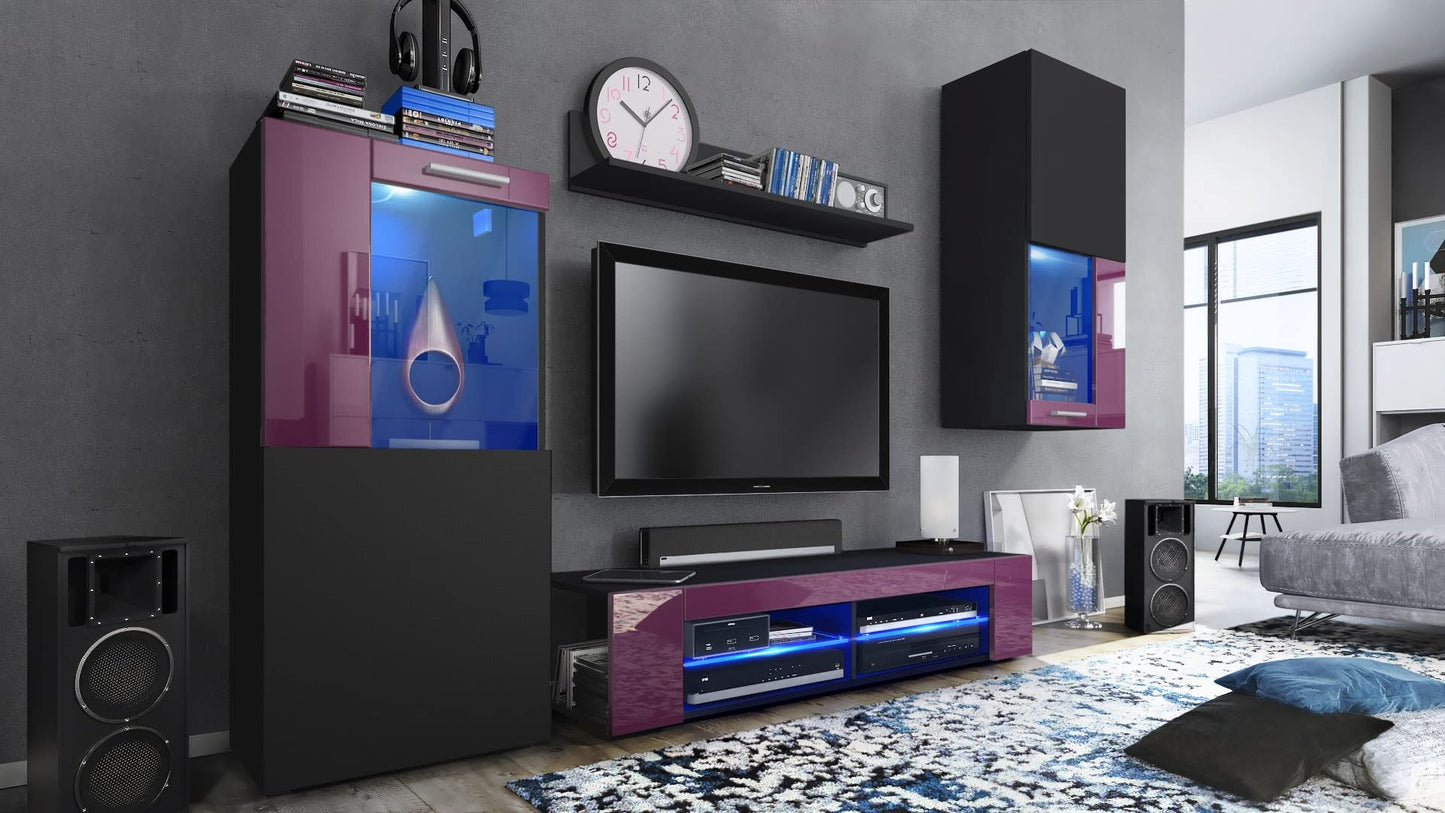Vladon Movie Wall Unit, Black
