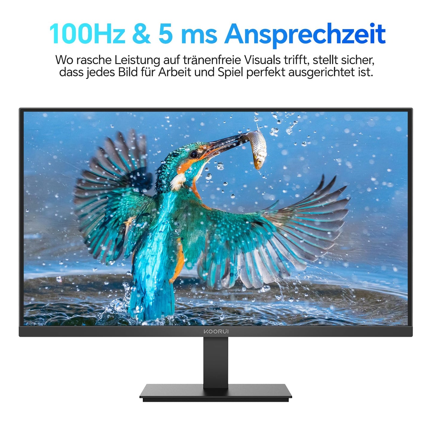KOORUI E2711F 27 Inch Monitor, FHD 1920 x 1080 100Hz PC Monitor, Adaptive Sync HDMI 1.4, Eye Care Screen, -5° ~ 15° Tilt, VESA 100 x 100 mm