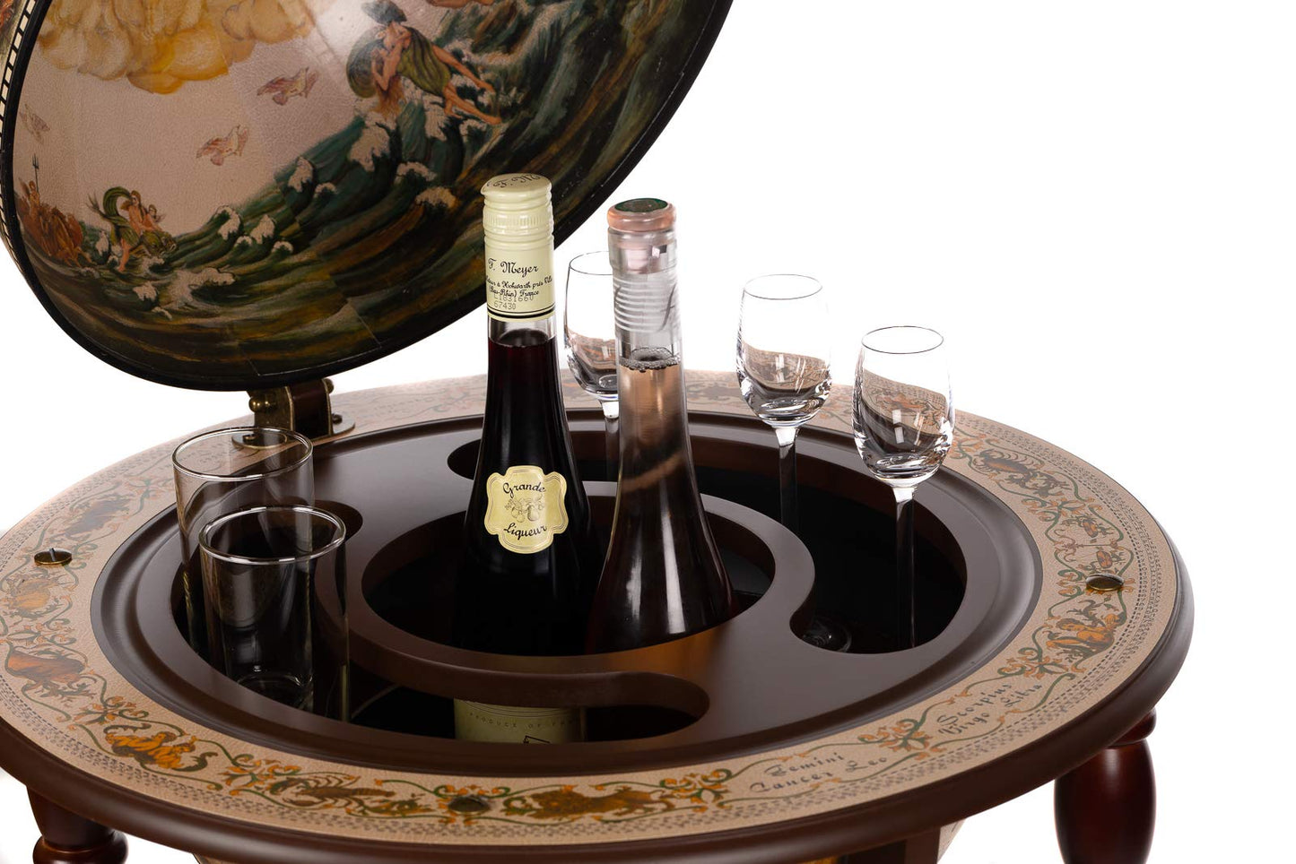 Birendy, giant globe design bar trolley with a lid and wheels