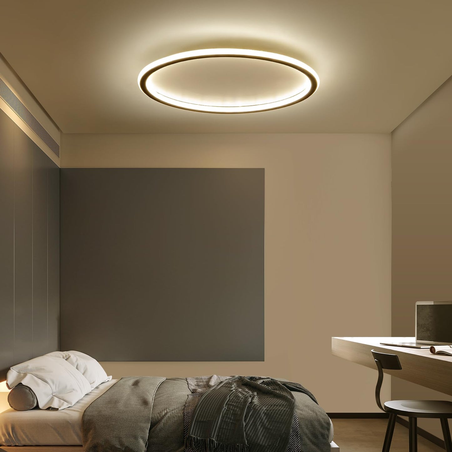 Mikeru 3000K Ceiling Light, 40 cm LED Round Ceiling Lighting, Warm White Ceiling Light, Flush Mount Bathroom Ceiling Lights Without Remote Control for Living Room, Hallway, Bedroom