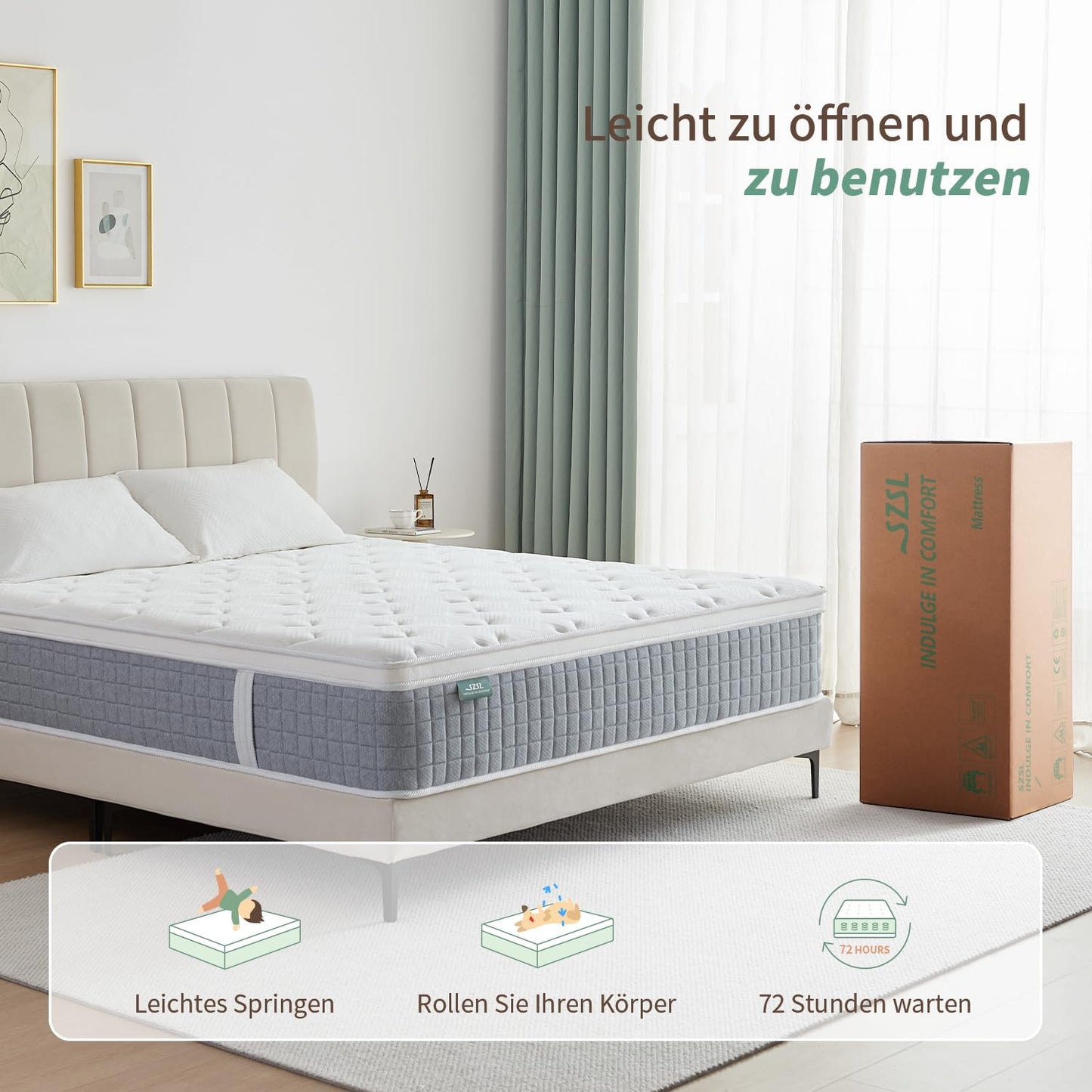 Mattress 140 x 200 x 26 cm 7-Zone H4 H3 Spring Mattress with Oeko-Tex Certified Orthopaedic Pocket Spring Mattress with Foam 100 Nights Trial Sleep