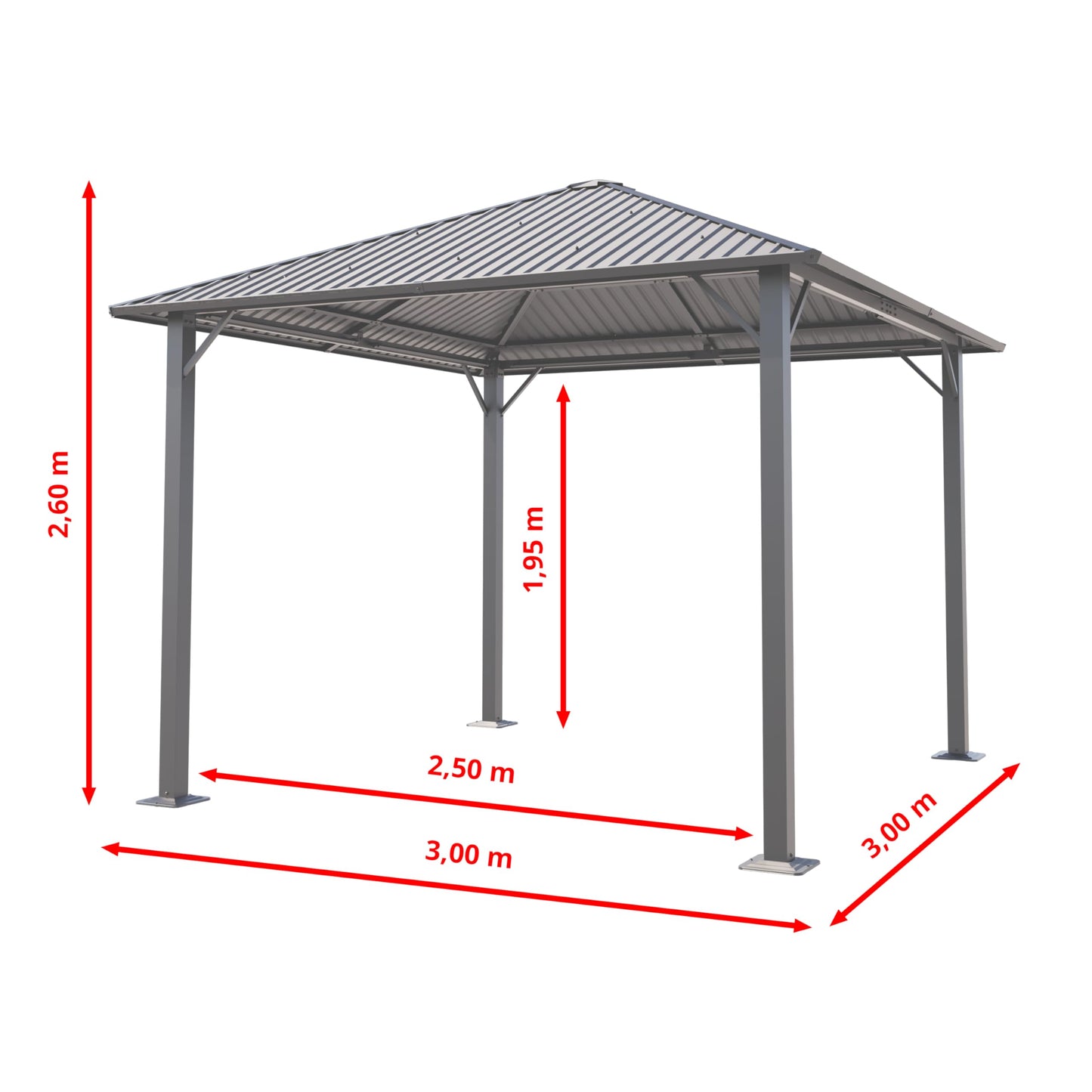 TOOLPORT Garden Gazebo 3 x 3 m with Steel Roof - Hardtop Gazebo with 4 Side Panels and Mosquito Nets in Cream