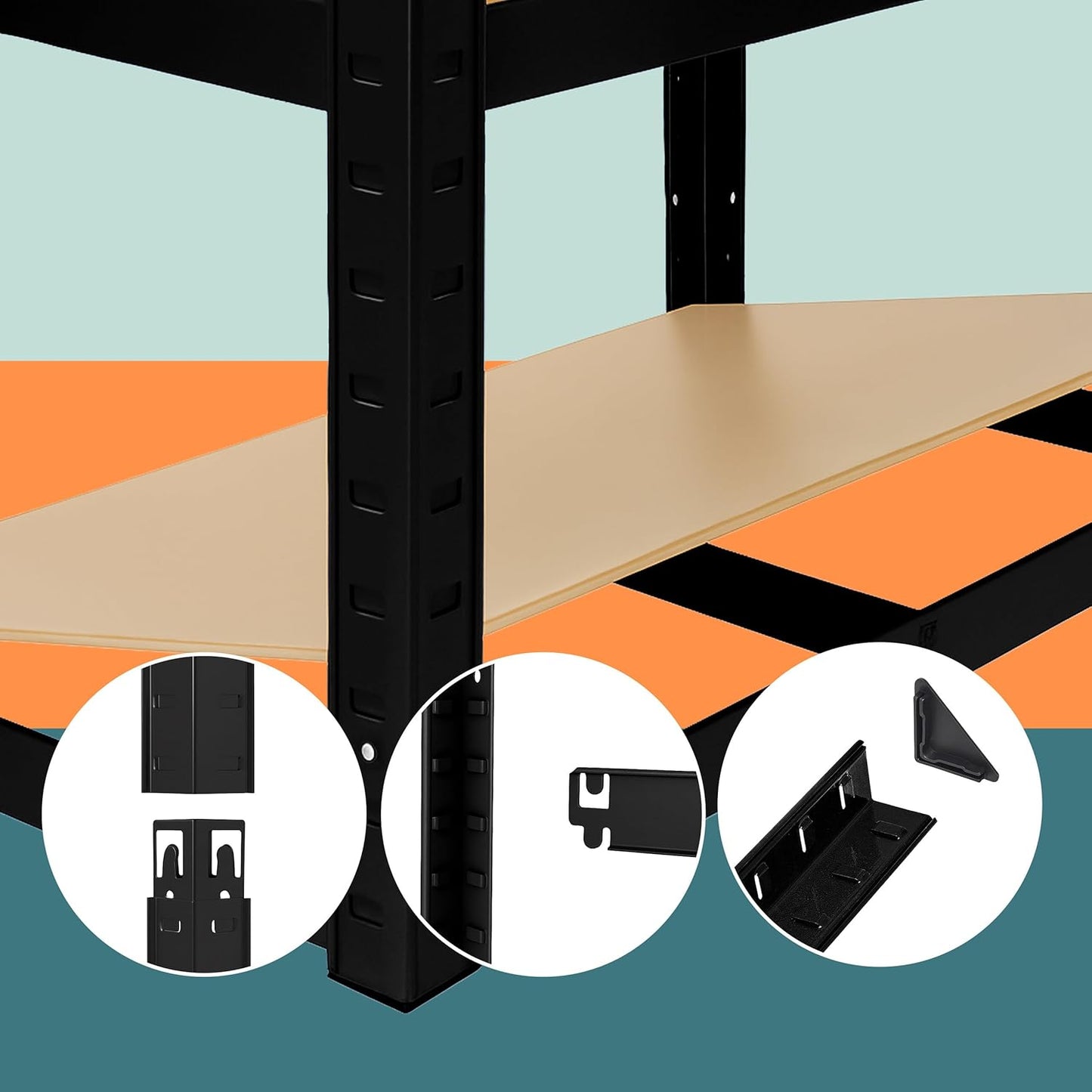 Relaxdays Heavy Duty Shelving Unit H x W x D 180 x 100 x 60 cm, Load Capacity 1250 kg, 5 MDF Shelves, Storage Unit, Black
