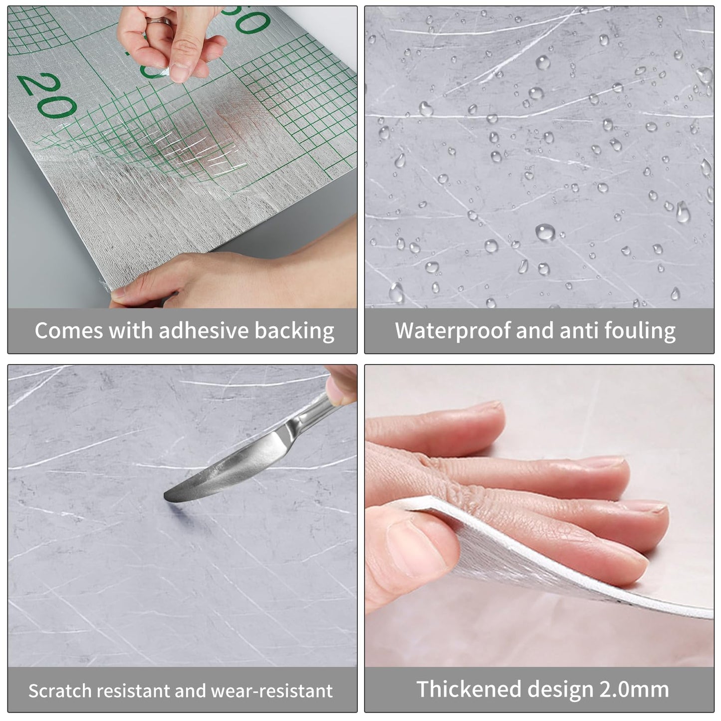 Kitchen Stove Back Wall Tiles, Kitchen Splashback in Marble Look, 60 cm x 3 m Rolls, Splash Guard, Kitchen, PVC Adhesive Tiles, Wall Tiles, Self-Adhesive, Kitchen Back Wall Plate