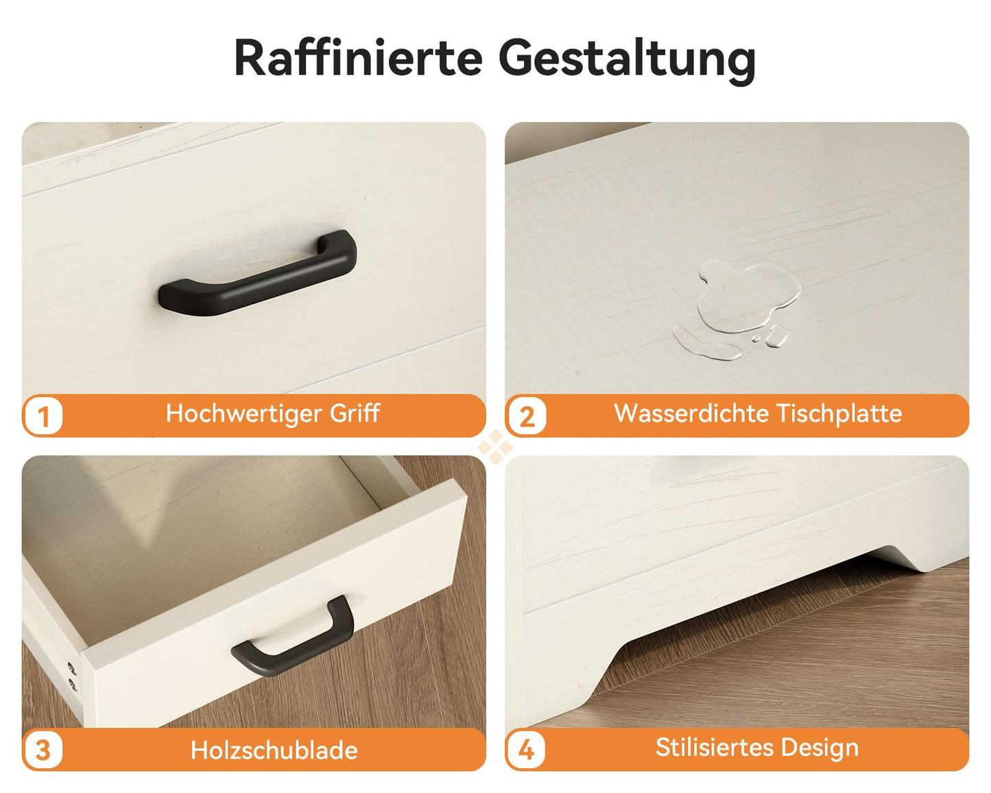 Coleshome Bedside Table with 2 Sockets and 2 USB, Bedside Tables with 10 Colours LED, Bedside Table White with 2 Wooden Drawers and Storage Space, 1 Pack