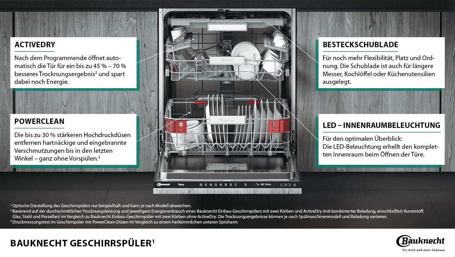 Bauknecht BFP 5O41 PLT X Freestanding Dishwasher 60 cm / 14 Place Settings / 10 Standard Programmes and 1 Sensor Program / PowerClean / ActiveDry / ProComfort Cutlery Drawer / Full Water Protection