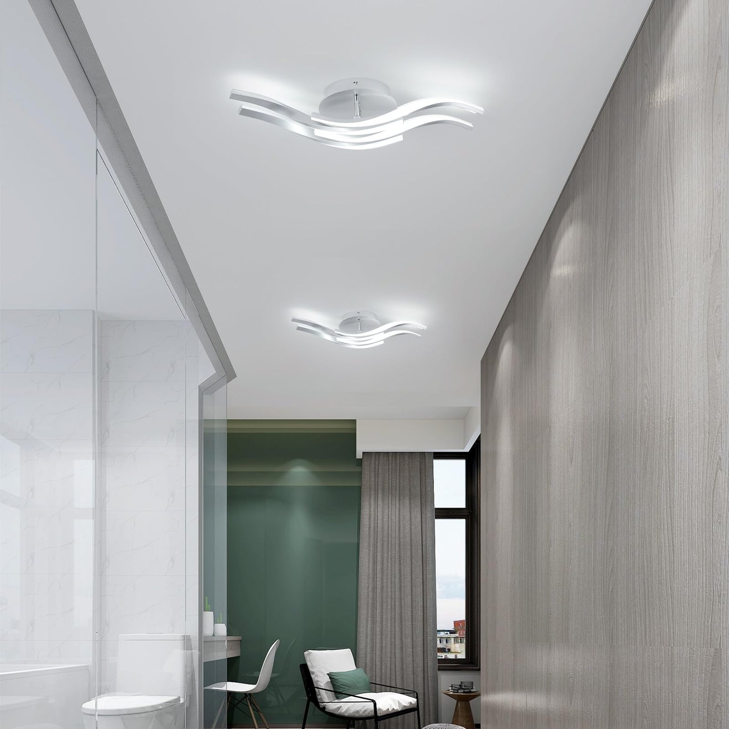 LED Ceiling Light, Kitchen Ceiling Light, Bedroom, 18 W 1620 LM Ceiling Light Living Room, 6500 K Cold White, 3 LEDs, Suitable for Bedroom, Dining Table, Hallway Lamp Ceiling, Balcony, Diameter 54 cm